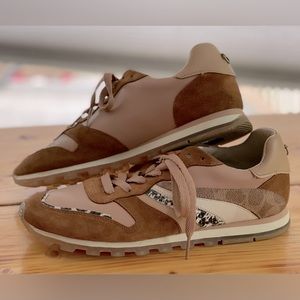 Coach. Retro tennis shoes. Used like new. Tan black pink white